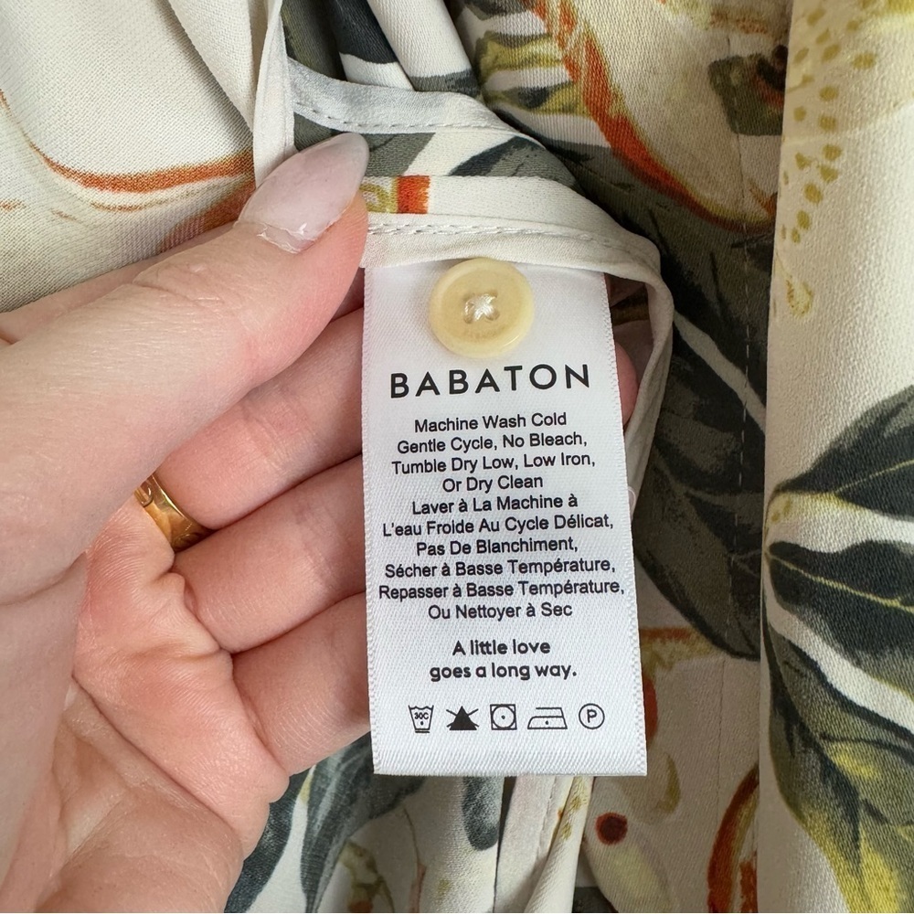 Aritzia Babaton Kahlo Cream Green Tropical Floral Duster Robe Size Large - Picture 3 of 5
